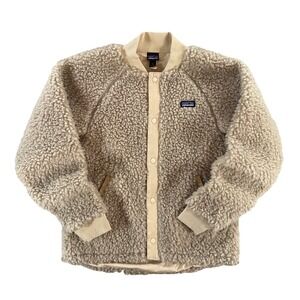 Patagonia Retro-X Bomber Jacket Youth Large 12 Sherpa Snape-Closure Fur